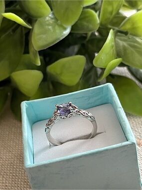 Sterling Silver Size 6 Purple Stone Birthstone February Ring ~New~